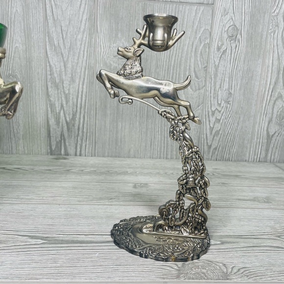 Vintage Godinger Silver Reindeer Christmas Candle Holder Bowl & matching sticks - Picture 4 of 9